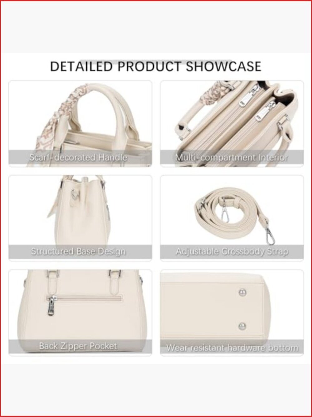 Small Vegan Leather Top-Handle Satchel Handbag with Detachable Scarf Crossbody